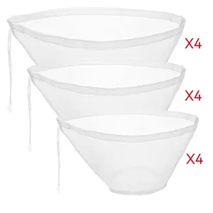Reusable Nylon Nut Milk Bags, Fine Mesh Food Filter, 12-Pack, Ideal for Cheese Cloth, Almond Milk, Tea, Juice, Yogurt