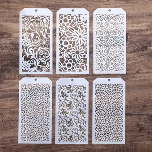 Decorative Geometry Stencil, 6pcs/set Hollow Out Painting Stencil, Reusable DIY Crafts Scrabooking Painting for Wood Canvas Floor, Creative Craft Kit, Handmade Crafts