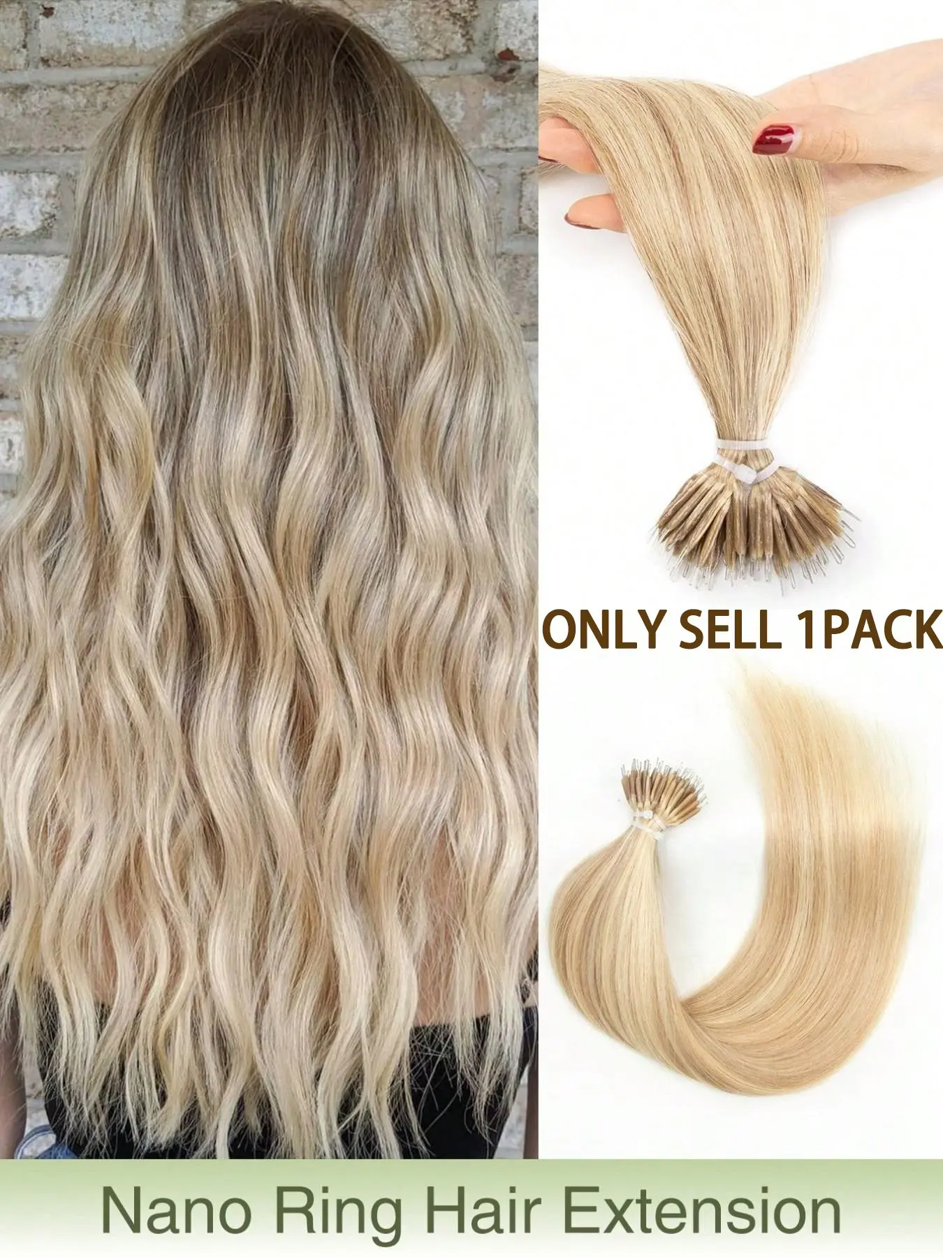 50pcs Nano Ring Beads Hair Extensions Rings, Pre-Cemented Micro Nano Loop Hair Pieces, 12-20 Inches, Durable & Easy Application, Hair Bundles, Straight Hair Extensions, Microbead Hair Extensions, Straight Hairpiece, Quick Hair Extension, DIY Extensions
