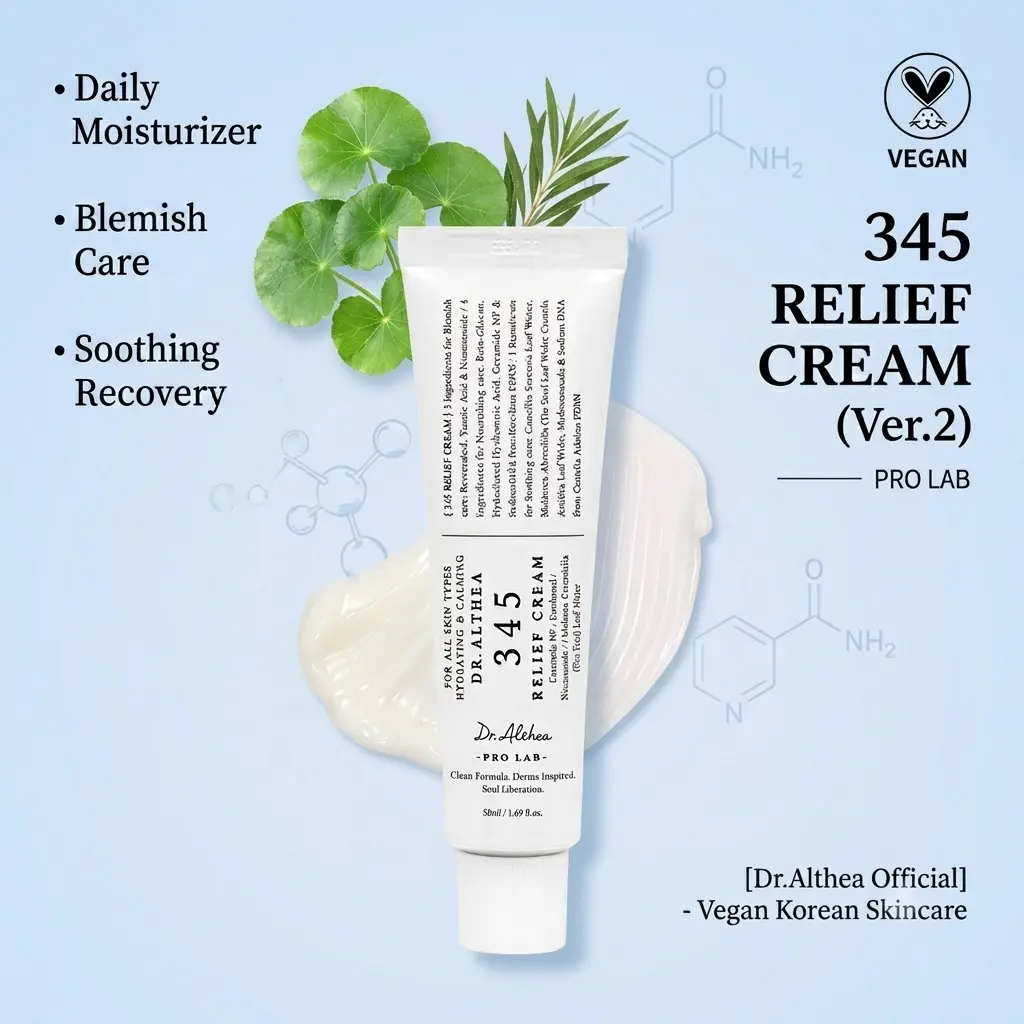 [Dr.Althea Official] 345 Relief Cream - Daily Face Moisturizer, Blemish Relief Care, Soothing Recovery, Vegan Korean Skincare Serums