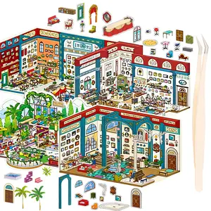 Roman Hotel Series – 3D Foldable Scene Sticker Kit,DIY Buildable Diorama for Room Decor & Display,Vintage Architectural Gift for Craft Lovers & Collectors,PET Sticker Set