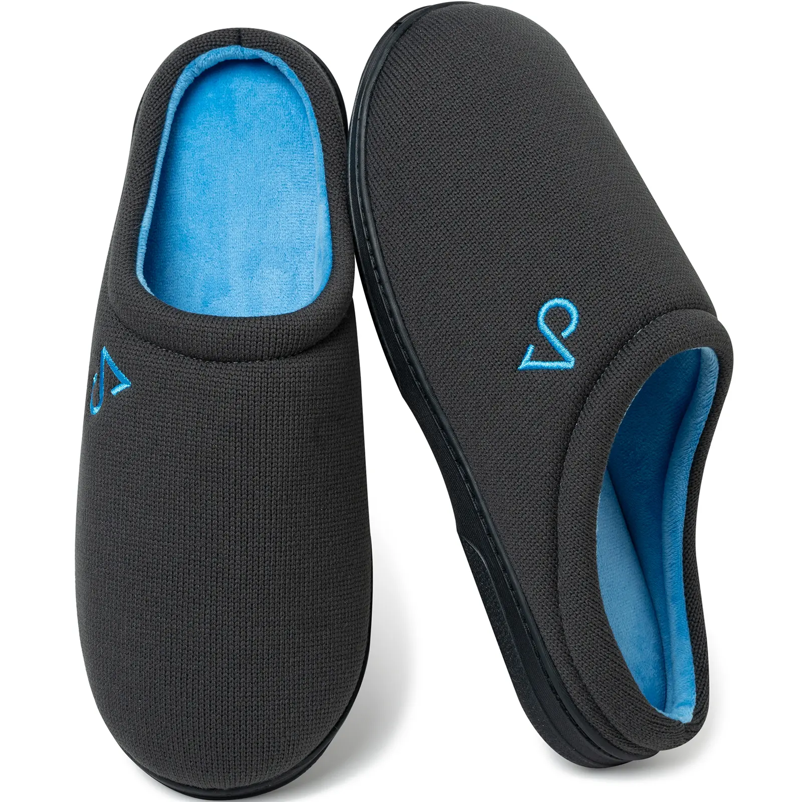 Men's Cozy Knit Slide Footwear, Indoor House Slippers with Memory Foam Insoles and Rubber Soles