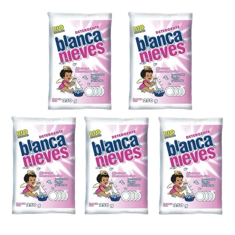 BLANCA NIEVES Laundry Powder Detergent 250g 5 Pack Eco-Friendly Bio Formula for Gentle Laundry Care