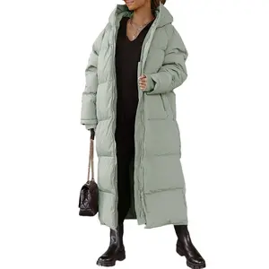 PiePieBuy Women Winter Long Quilted Puffer Coat Hooded Maxi Length Padded Winter Jacket Warm