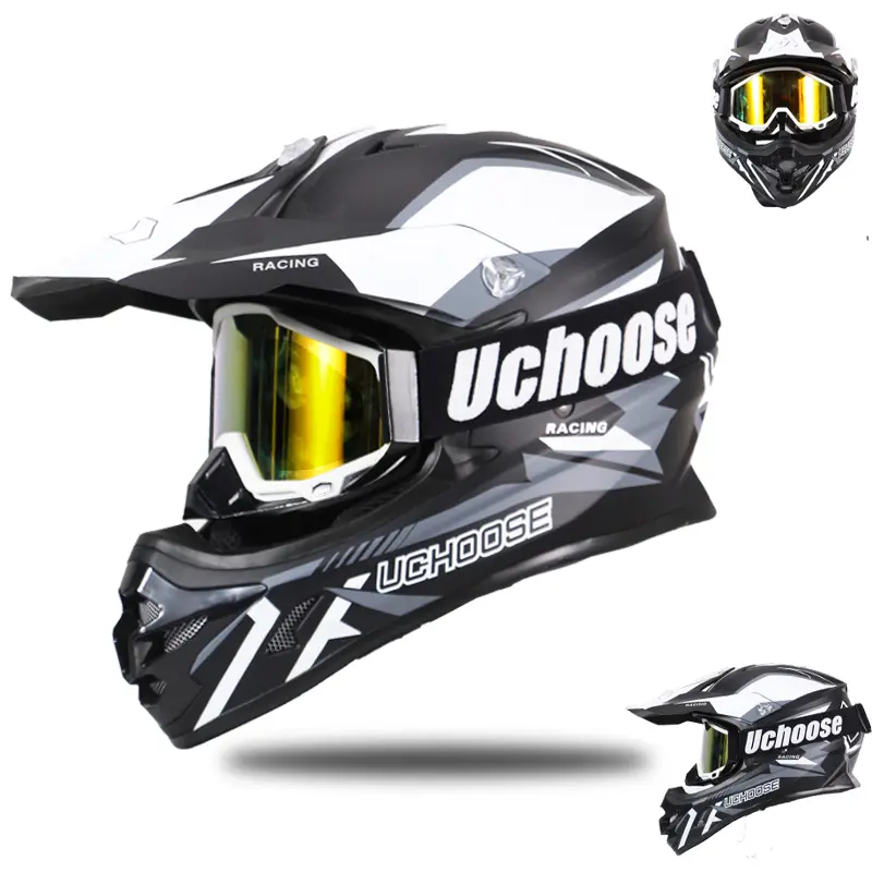 DOT certified bicycle and motorcycle helmet, off-road style with visor, semi-open design, suitable for rally off-road vehicles and electric bicycles, includes protective goggles