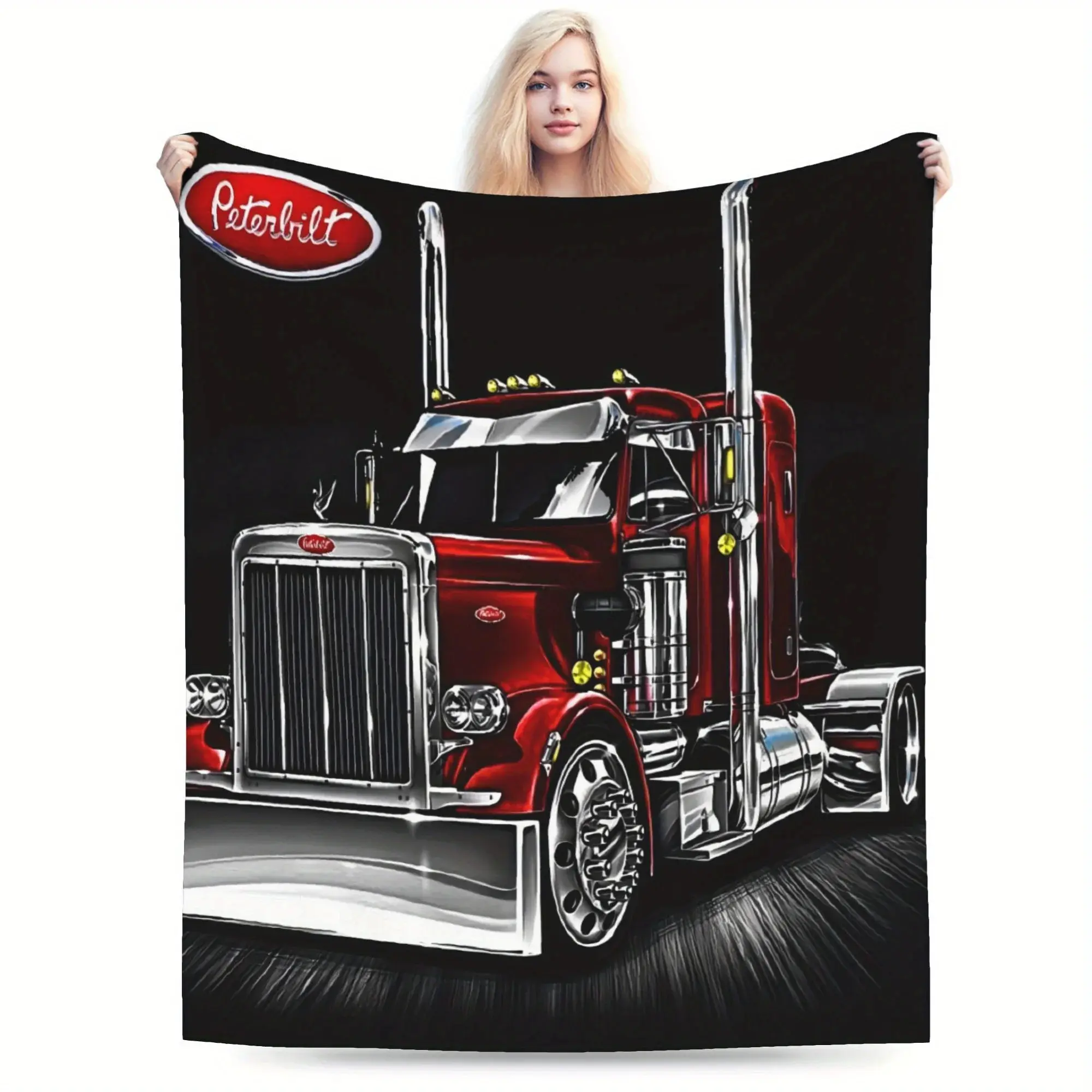 Peterbilt Printed Flannel Blanket - Creatively Inspired, Comfy and Cozy Soft Blanket Throw for Living Room, Travel, Ideal Gift for Home Use