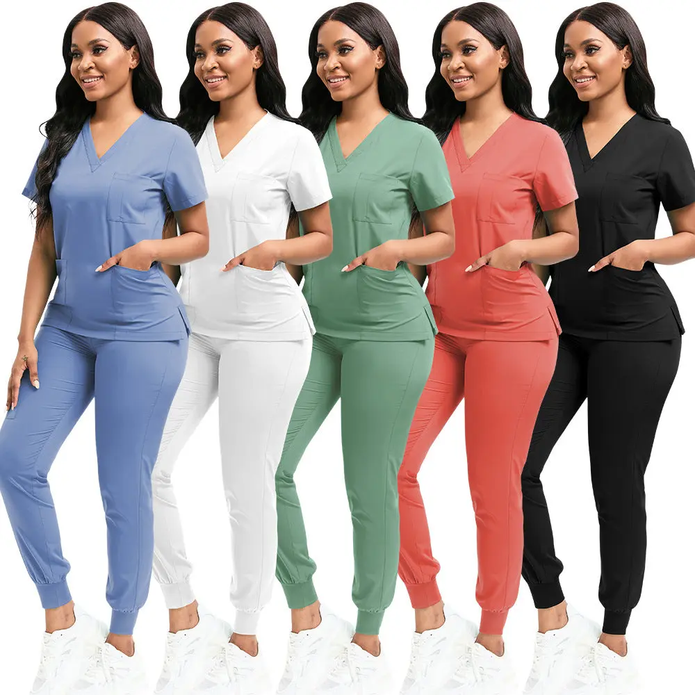 Delicate Nurse Uniform Set – Unisex Scrubs (12 Colors), Clothes, Polyester, Short Sleeve