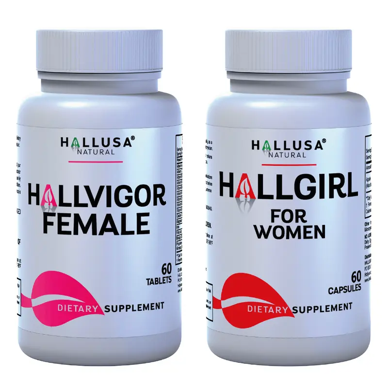 Hallgirl + Hallvigor Female x 60 Cap – Aguaje & Multivitamin Combo for Women’s Balance, Curves & Energy – Dietary Supplement – Hallusa Natural