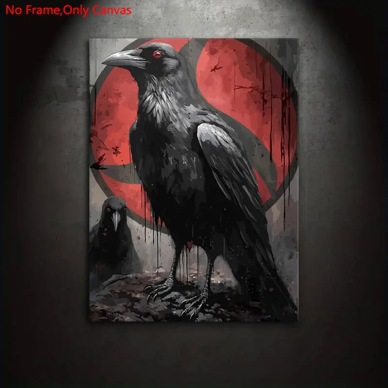 1 piece/set frameless canvas painting print poster, classic hot-blooded anime art, Anime Design, Crow Tsukuyomi Sharingan, Decorative artwork, gift for Japanese two-dimensional culture enthusiasts, ideal for home decor