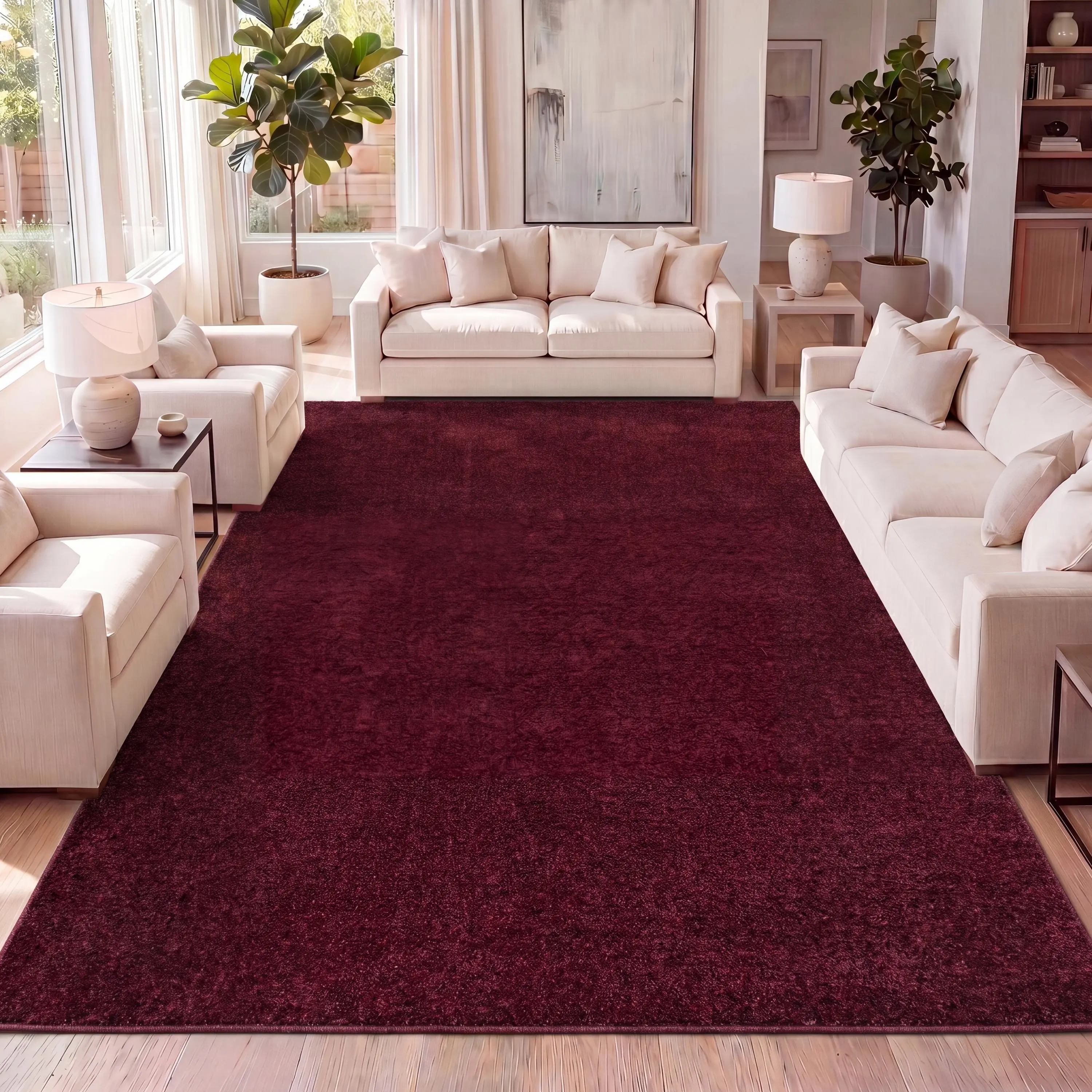 JONATHAN Y Haze Solid Low-Pile Indoor Dark Red Area Rug; for Living Room, Kitchen, Bedroom, Dining Room, Office