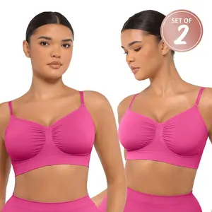 FeelinGirl  2 pieces  Women's Wireless Bra Comfort Bralettes No Underwire Unlined  Seamless  Bras Sports Bra Style Casual Everyday- set LIVE ONLY