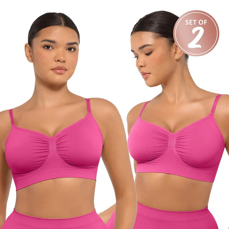 FeelinGirl  2 pieces  Women's Wireless Bra Comfort Bralettes No Underwire Unlined  Seamless  Bras Sports Bra Style Casual Everyday- set LIVE ONLY