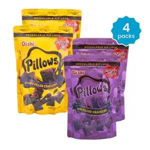Oishi Pillows Filled Crackers, Ube & Chocolate - 4 bags
