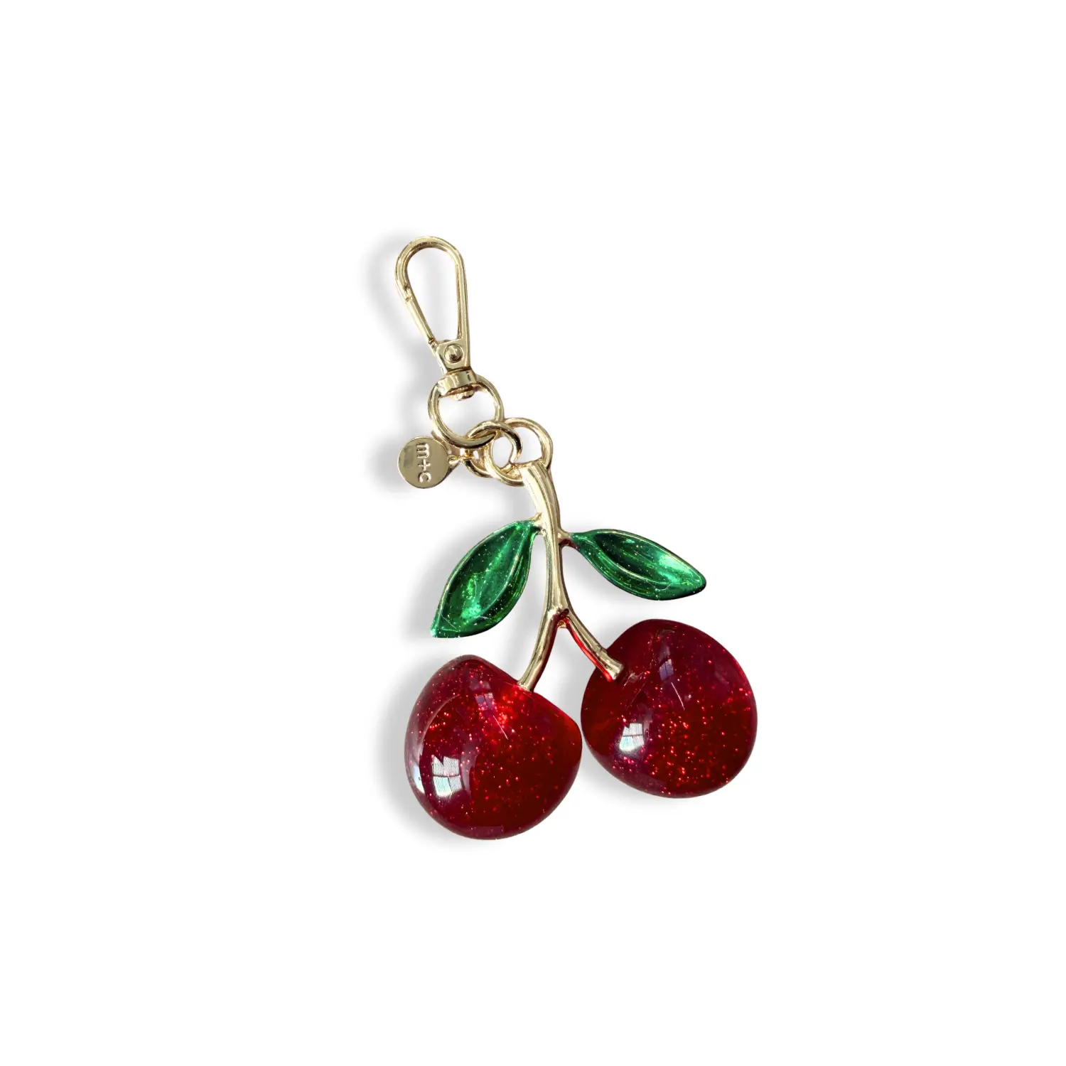 Cherry Bag Charms, Metallic Sparkly Bag Pendant, Playful Vibe Cherry Charm for Fashion Accessories