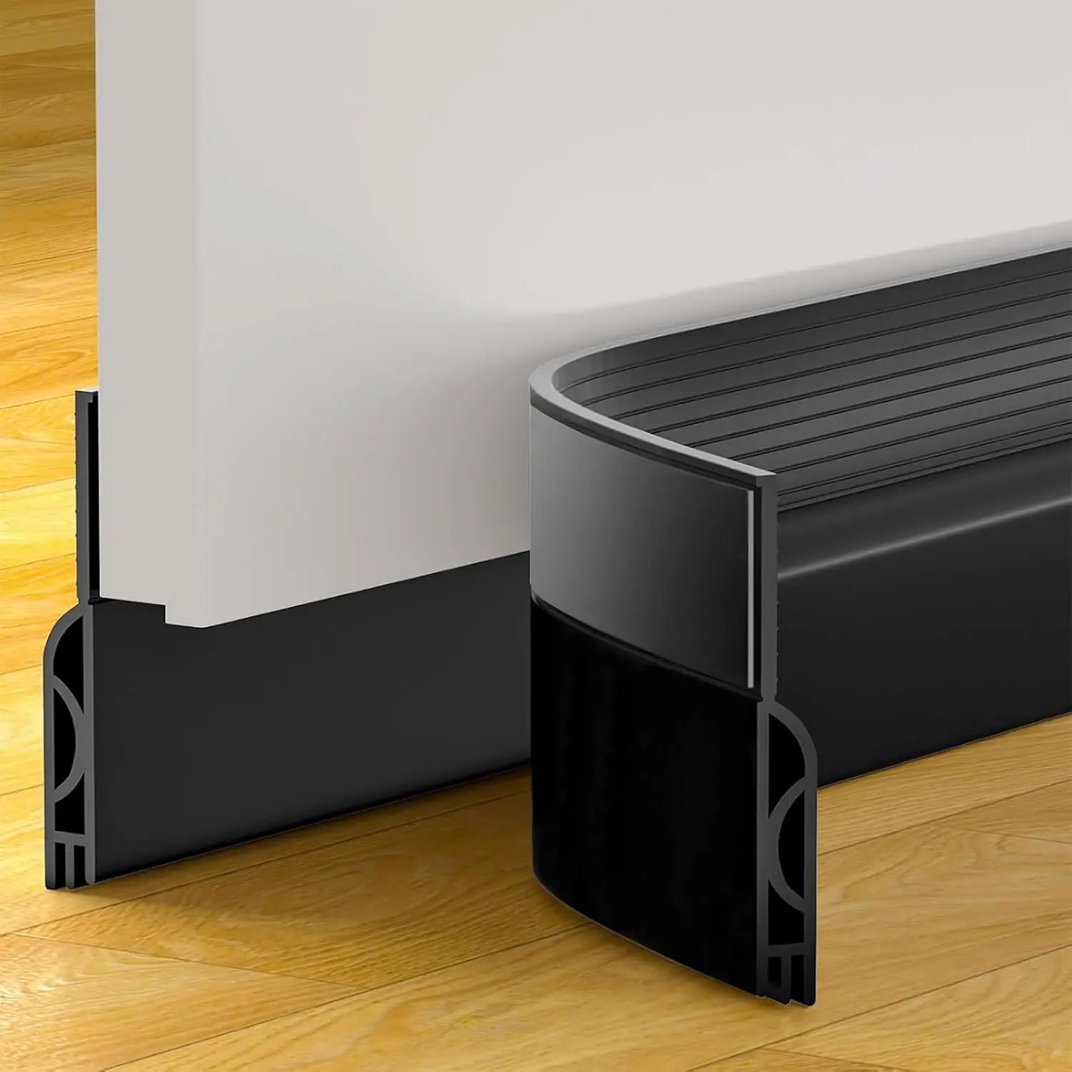 39-in Black Door Draft Stopper - Door Sweep, Weather Stripping Seal, Gap Filler, Soundproofing Cold Air Insulation, Energy-Saving, Quick & Easy Installation