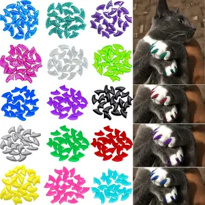 160pcs(16 Colors) Cat Nail Caps Cat Claw Covers with Adhesives and Applicators (Medium)