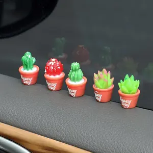 5 PCS Mini Car Plant Dashboard Decorations, Mini Succulents Car Accessories Plant Ornament for Automotive Rear View Mirror Dashboard Decorations (with Adhesive Sticker)