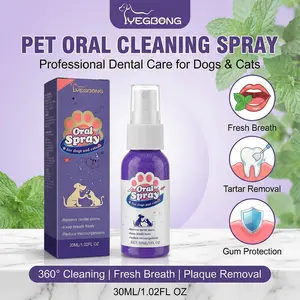 Yegbong Pet Oral Cleaning Spray for Dogs & Cats Remove Tooth Stains Fresh Breath Oral Care 30ML Tartar Removal Gum Protection