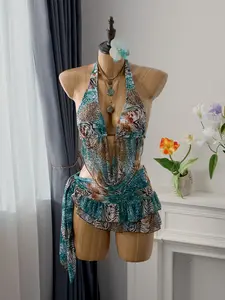 2026 Spring Summer Women's 3-Piece Set, Leopard Zebra Print Halter Top, Sexy Vacation, Hot Girl Swimsuit
