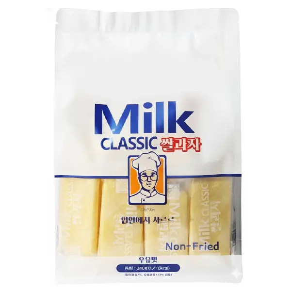 Crunchy Korean Rice Crackers for Kids - 24-Pack Healthy Non-Fried Korean Snacks, Individually Wrapped Milk Flavor, 0 Trans Fat, Lunch Box & On-the-Go Treats, 240g (8.47oz)