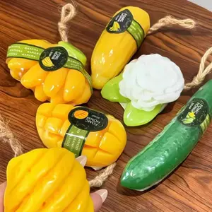 Mango, banana and pineapple fruit soap bath soap, moisturizing and nourishing scented handmade soap, cute-shaped gift soap bath gel substitute, family-sized essential oil soap, Turmeric Brightening Bar, birthday and Christmas gift for best friends