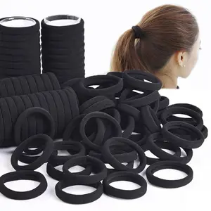 100pcs Black Fashionable Elastic Scrunchies, High Elasticity Thick Hair Rope, Simple Design Daily Hair Ties, Great Gift For Women Girls, Ponytail Holders Bobbles, Gym Sport Workout Head Accessories