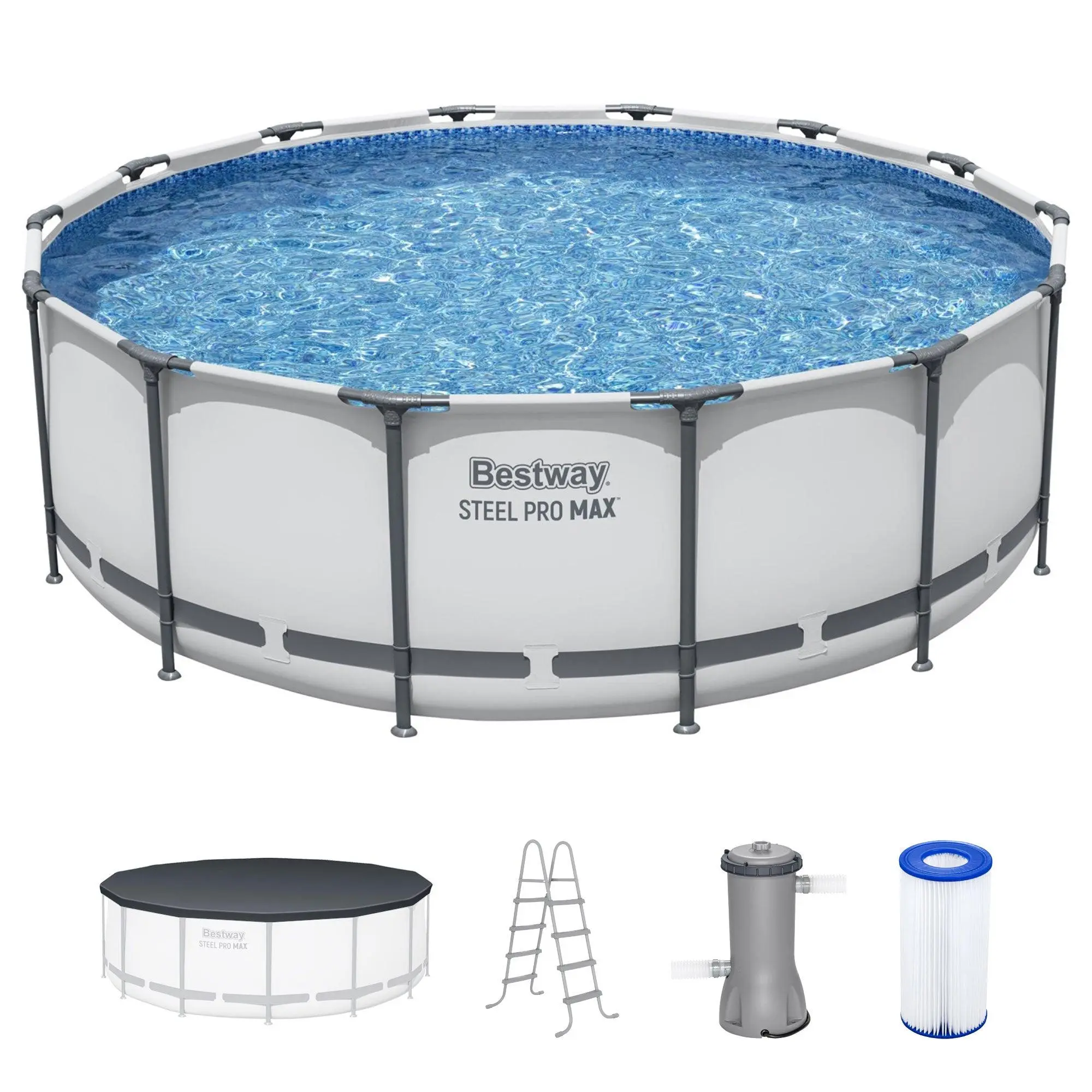Bestway Steel Pro MAX 14'x48" Round Above Ground Swimming Pool with Pump & Cover