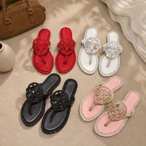 club soccer cleats New Women's Bling Rhinestone Flat Flip Flops, Ins Fashion European Style Studded Thong Sandals