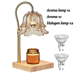 Gold Floral Candle Warmer Lamp with Timer and Height Adjustable Energy Efficient, Safe Wax Melting Solution That Saves Power and Provides Nice Fragrance