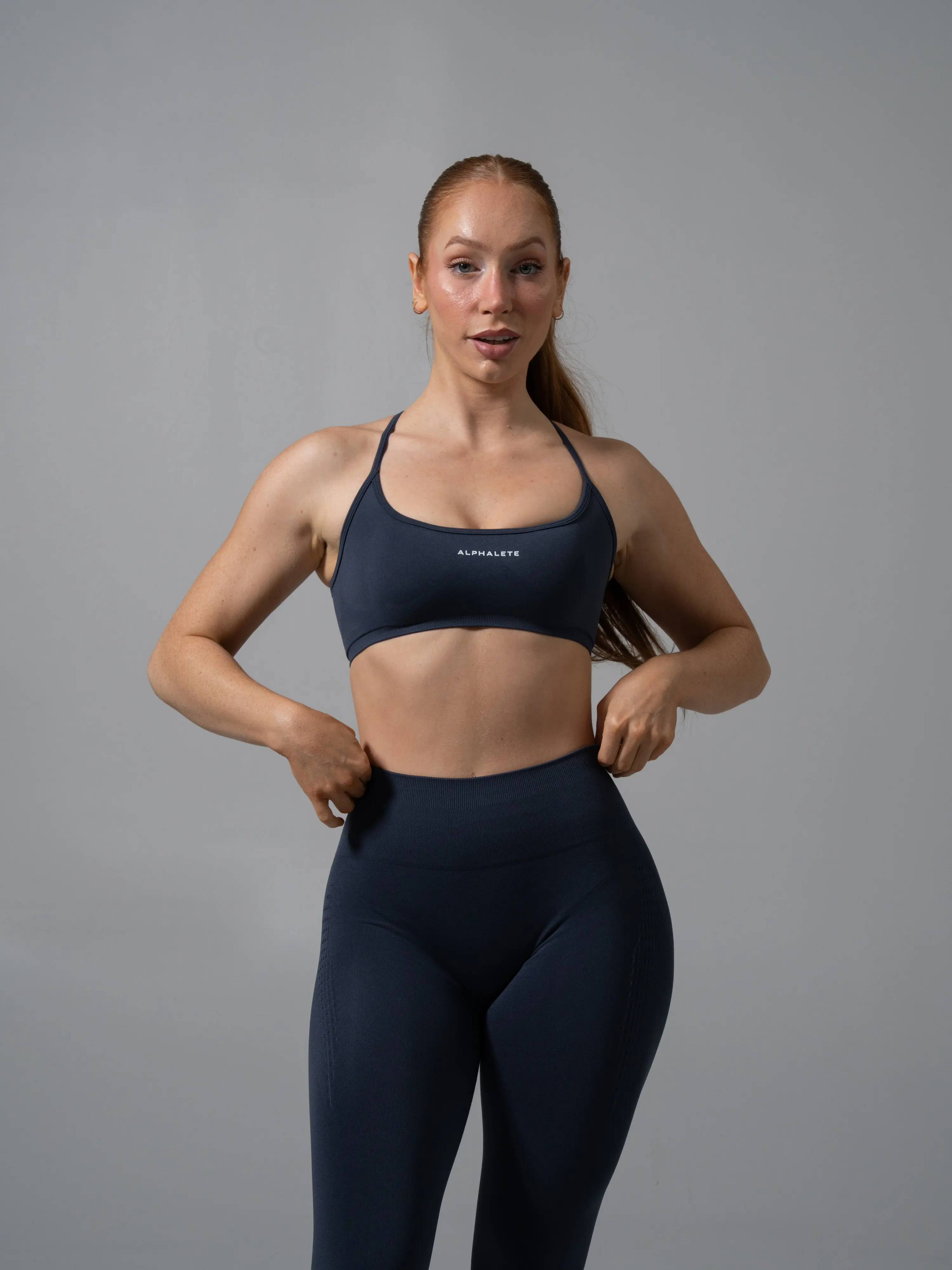 Amplify Open Back Bra - Dusty Navy