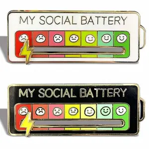Cartoon Pattern My Social expression Brooch, Letter Pattern Brooch, Slide Design Brooch, Emotion Management Badge, Back To School Clothe Accessories for Fall 2024