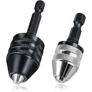 2Pcs Drill Chuck Adapter 1/4 Inch Hex Shank  Drill Chuck for Impact Driver, 0.3-3.6mm, 0.6-8mm Quick Change Adapter Power Screwdriver Drill Adapter for Impact Drill Tool Attachment