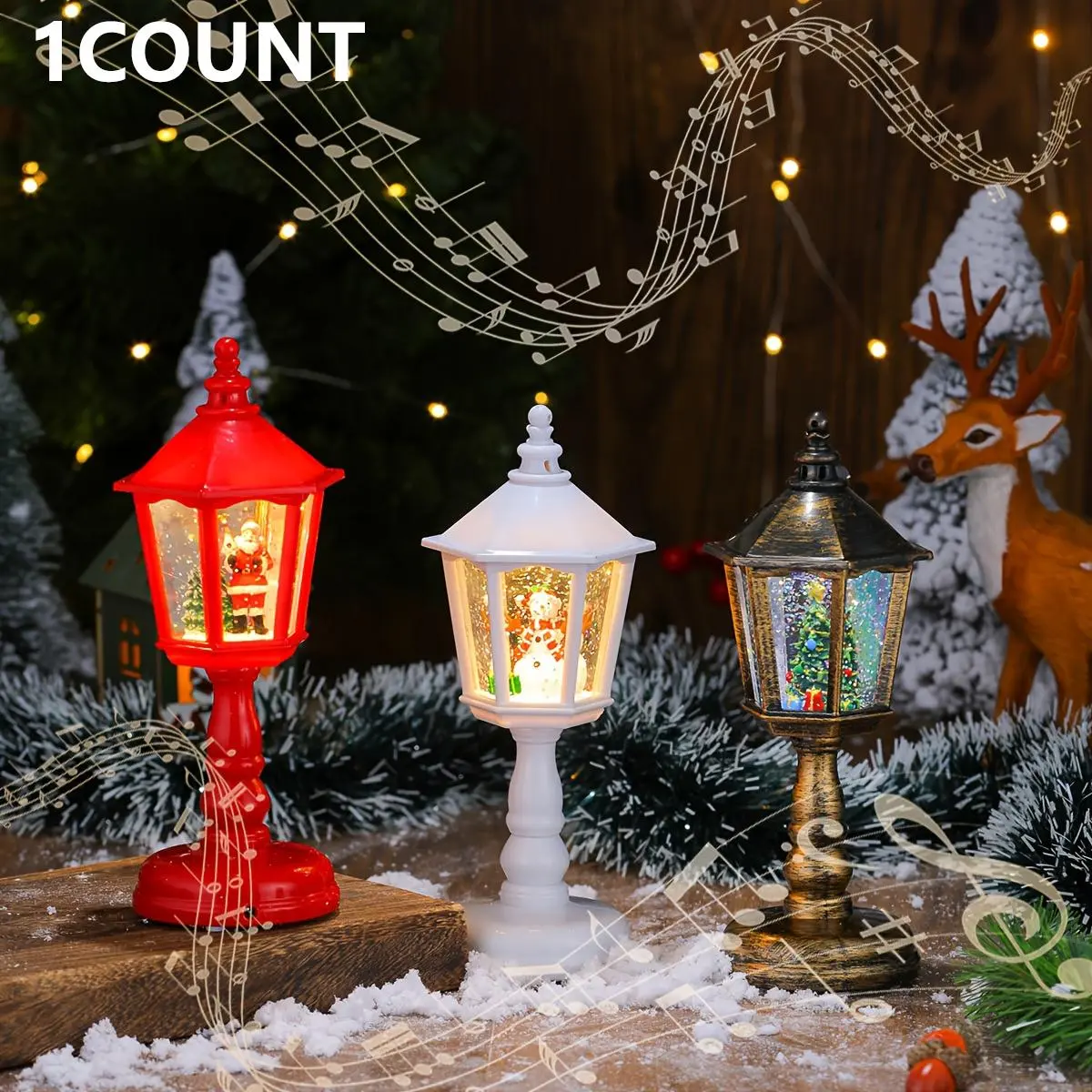 Christmas Themed Light, 1 Count Snowman & Tree & Santa Claus & Windmill Design Lamp, LED Lantern, Decorative Light for Home Party Festival, Festive & Party Supplies