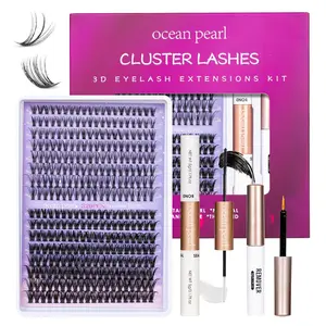 Individual Lashes with Bond and Seal Lash Remover DIY Lash Extension Kit 320 Pcs Cluster Lashes 10-16mm Natural Light C/D Curl False Eyelashes for Beginner Makeup at Home (20D+50D） Eyelashes Extensions