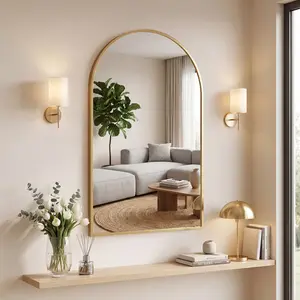 Anti-Rust Aluminum Alloy Framed Bathroom Mirror – Farmhouse Rounded Rectangle Vanity Mirror for Wall – Tempered Glass, Scratch-Proof, Fade-Free & Fast Fog Dispersion – Vertical Mountable