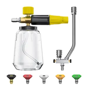 Foam Cannon with Dual-Connector Accessory,1/4 Inch Quick Connect, Snow Clear Foam Cannon for Car Wash, Stainless Steel Filter