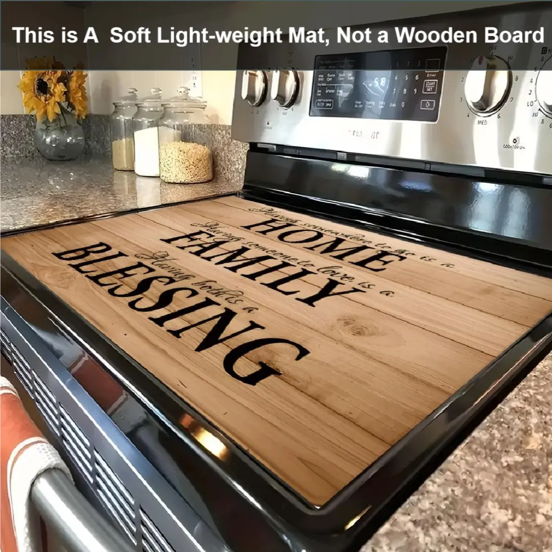 Soft Electric Stove Cover Cook Top Panel Protector Pad, Kitchen Pattern Design, Scratch Resistant, Easy to Clean, Multi-Purpose for Oven, Washer, Dryer