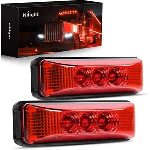 Nilight 2PCS 3.9In Red Marker Lights - 3-LED High-Brightness, Waterproof Sealed Surface-Mounted Clearance Lamps for Lorry, Truck Trailer Outdoor Lighting