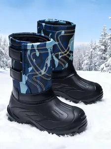 Men's High-Top Insulated Snow Boots, Fleece Lined Thick Cotton Shoes, Waterproof Non-Slip One-Step Winter Footwear