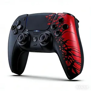 Wireless Game Controller for PS-5, Dual Vibration, Turbo Function, 6-Axis Motion Control Gamepad, Black and Red tiktokshopspringglowup