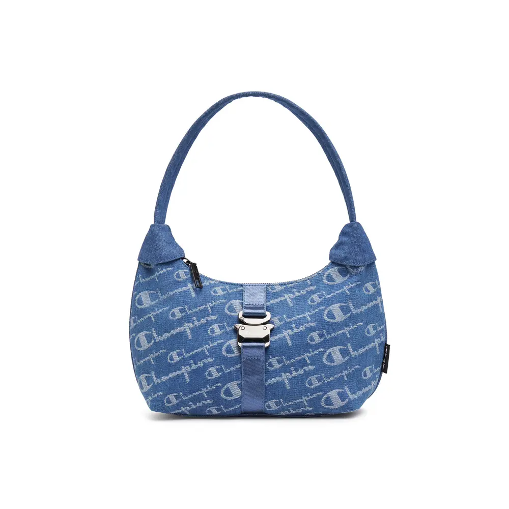 Champion Vintage Textured Denim Monogram Shoulder Bag with Underarm Buckle for Men and Women, Women's Crossbody & Shoulder Bag