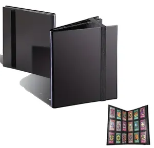 Pu Leather 9-Pocket Trading Card Binder, 360-Card Large Capacity Album Folder with Strap, Secure Storage for Collectibles, Black