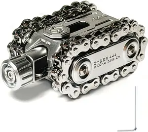 4 in 1 Tank Fidget Slider Roller Chain Spinner Combo Metal Tank-Style Desk Fidget Tool with Extendable Barrel, Mechanical Stress Relief Gear for Office Desk