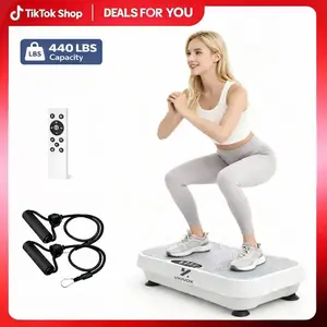 VKIVOX Bluetooth Vibrating Plate – 200W Power, 440lbs Weight Capacity, Home Massage Platform for Relaxation – 22"x12.5"x5.1"