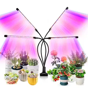 4 Heads LED Growing Plant Light Lamp for Indoor Plants Full Spectrum Plant Growing Lights, 3/9/12H Timer, 10 Brightness & Auto ON/Off