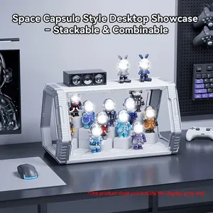 Space Pod Doll Display Case, Stackable DIY Building Blocks, Home Decor, Storage for Figurines and Plushies, Collectible Companion