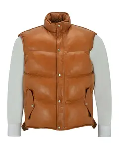 MotorCycleJackets Men's Puffer Padded Style Leather Vest