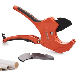 VEVOR PVC Pipe Cutter, Up to 2 - 1/2 O. D. Ratchet Pipe Cutter Heavy Duty, Professional Tube Cutting Tool with SK5 Steel Blade Ergonomic Handle, Uses for PVC, CPVC, PP - R, PEX, PE, Rubber HoseVEVOR Super Brand Day