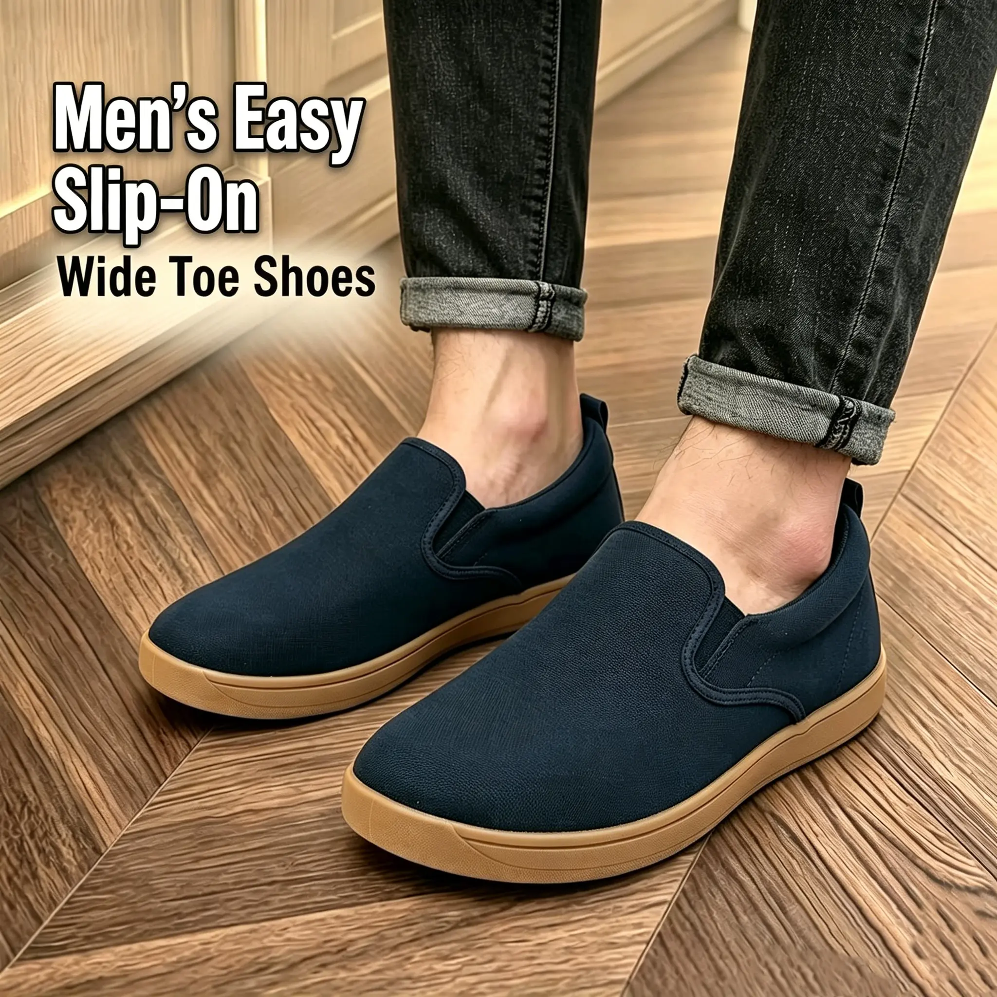 Lumubby Men's Canvas Espadrille Loafers, Slip-On Footwear with Wide Width Fit, Lightweight and Breathable for Daily Wear, Walking Shoes, Flat, Soft, Fabric, Round Toe, Espadrille Shoes, Elastic Band, Ankle, Plain