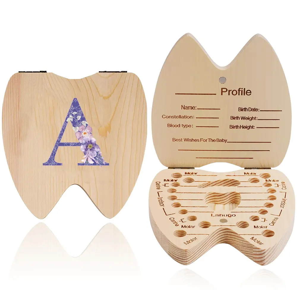 Dental Souvenir Gift Box, Durable Wood Material, Waterproof Design, Keepsake for Lost Milk Teeth and Molar, Ideal for Kids & Adults